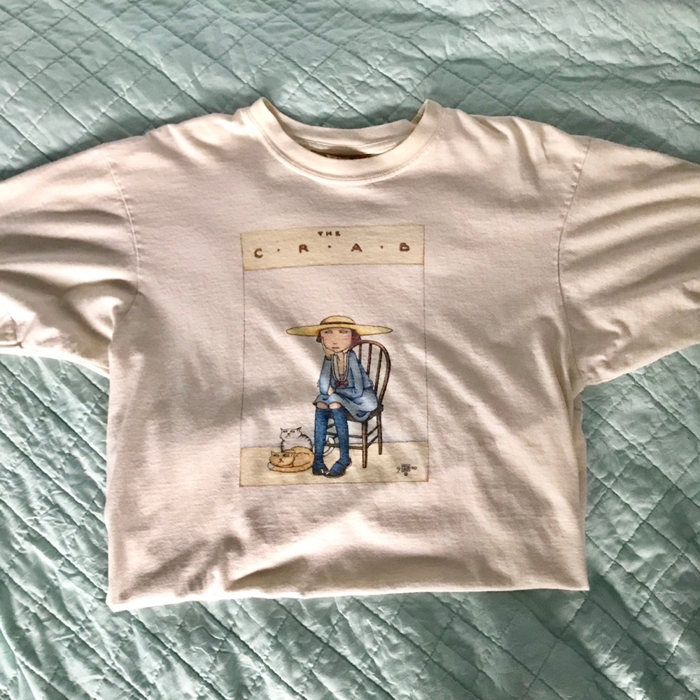 THE CRAB grumpy pale yellow cat tee size medium